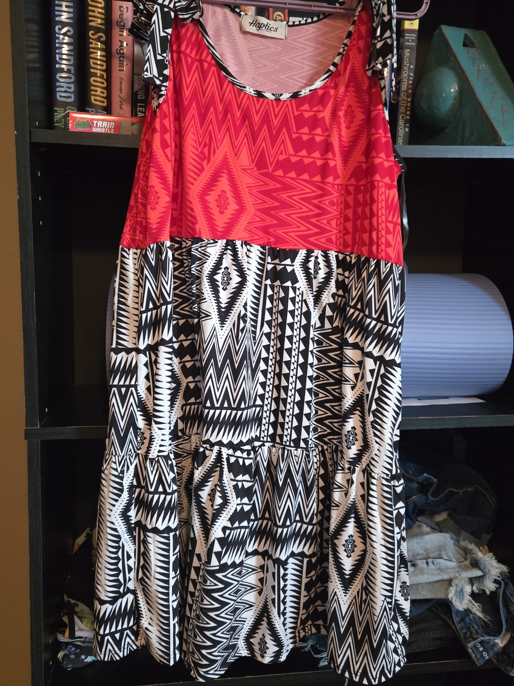 Haptics Red & Black Aztec Maxi Dress